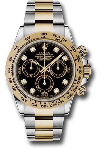 Rolex Cosmograph Daytona 40mm Watch - Two Tone Yellow Gold & Steel, 18K Yellow Gold Bezel, Black Diamond Dial - 116503 bkd