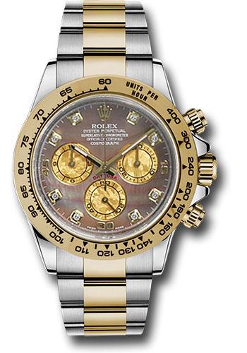 Rolex Cosmograph Daytona 40mm Watch - Two Tone Yellow Gold & Steel, 18k Yellow Gold Bezel, Dark Mother-Of-Pearl Diamond Dial, Gold Subdials Dial - 116503 bkmd