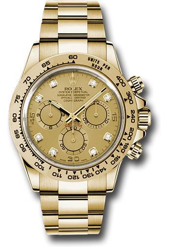 Rolex Yellow Gold Cosmograph Daytona 40mm Watch - Champagne Diamond Dial - 116508 chd