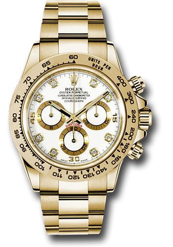 Rolex Yellow Gold Cosmograph Daytona 40mm Watch - White Diamond Dial - (Discontinued Model) 116508 wd