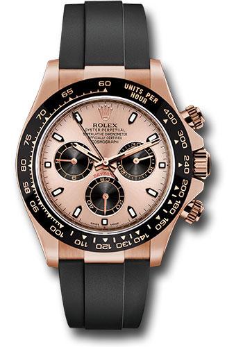 Rolex 18K Everose Gold Cosmograph Daytona 40 Watch - Pink/Sundust Dial - Black Oysterflex Strap - 116515LN pbkof