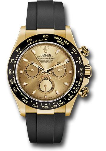 Rolex Yellow Gold Cosmograph Daytona 40mm Watch - Champagne Dial - Black Oysterflex Strap - 116518LN chof