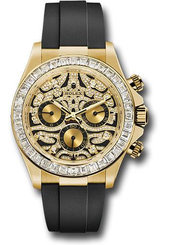 Rolex Yellow Gold Cosmograph Daytona 40mm Watch - Diamond Bezel - Eye of the Tiger Dial - Black Oysterflex Strap -(Discontinued Model) 116588 TBR-003