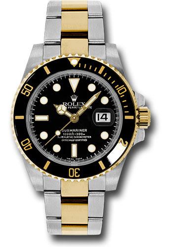 Rolex Steel and Gold Submariner Date Watch - Black Dial, Ceramic Bezel - (Discontinued Model) 116613 bk