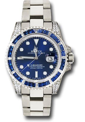 Rolex White Gold Submariner Date Watch - Sapphire And Diamond Bezel, Diamond Lugs - Blue Dial - (Discontinued Model) 116659 SABR bl