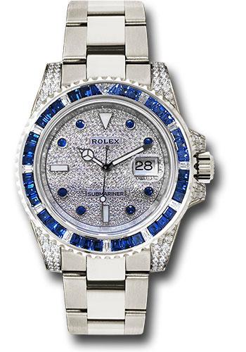 Rolex White Gold Submariner Date Watch - Sapphire And Diamond Bezel - Diamond Paved Dial - (Discontinued Model) 116659 SABR dps