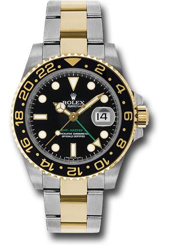 Rolex GMT-Master II 40mm Watch - Two Tone Yellow Gold & Steel, Black Bezel - Black Dial - Oyster Bracelet - (Discontinued Model) 116713LN