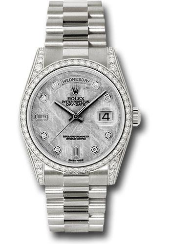 Rolex White Gold Day-Date 36mm Watch -  Diamond Bezel - Diamond Lugs, Meteorite Diamond Dial - President Bracelet - (Discontinued Model) 118389 mtdp