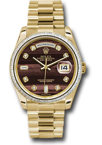 Rolex Yellow Gold Day-Date 36mm Watch -  Diamond Bezel - Bulls Eye Diamond Dial - President Bracelet - (Discontinued Model) 118398 bedp