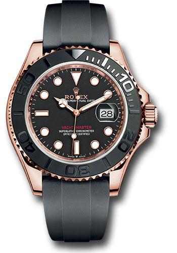 Rolex Everose Gold Yacht-Master 40mm Watch - Black Dial - Oysterflex Strap - 126655 bk