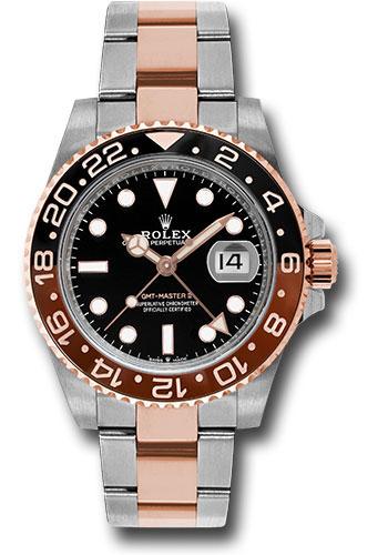 Rolex GMT-Master II 40mm Watch - Two Tone Rose Gold & Steel, Black And Brown Root Beer Bezel - Black Dial - Oyster Bracelet - 126711CHNR