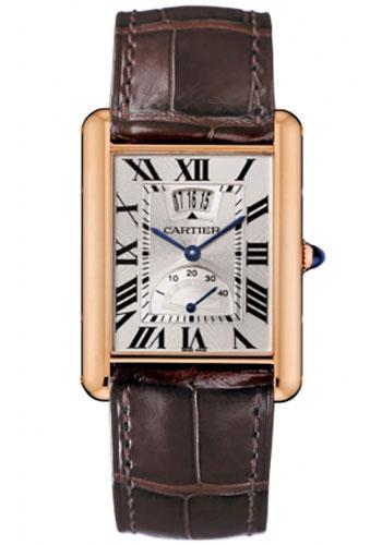 Cartier Tank Louis Cartier Watch - Extra large Pink Gold Case - Silver Dial - Brown Leather Strap - W1560003