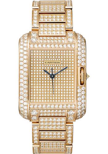 Cartier Tank Anglaise Watch - Medium Pink Gold Diamond Case - Diamond Paved - Diamond Bracelet - HPI00560